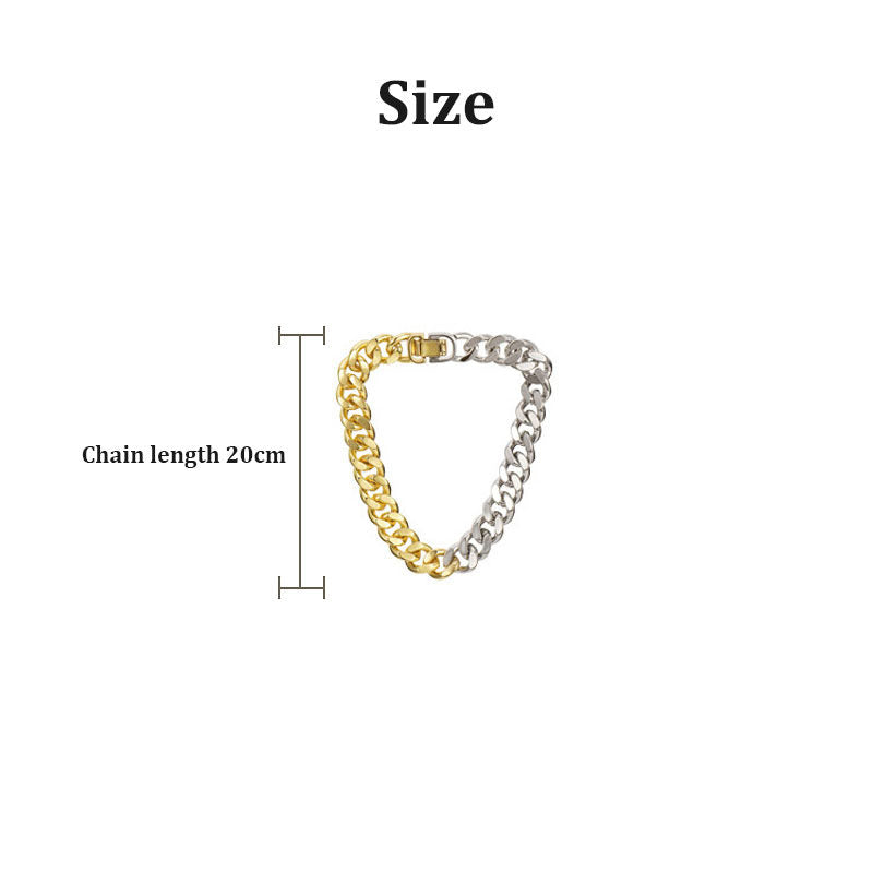 2 Tone Stainless Steel Cuban Bracelet for Women and Men