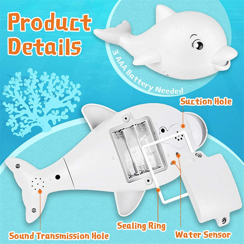 2 in 1 Dolphin Bath Toys Automatic Spray Water with Light Music for Boys Girls-White