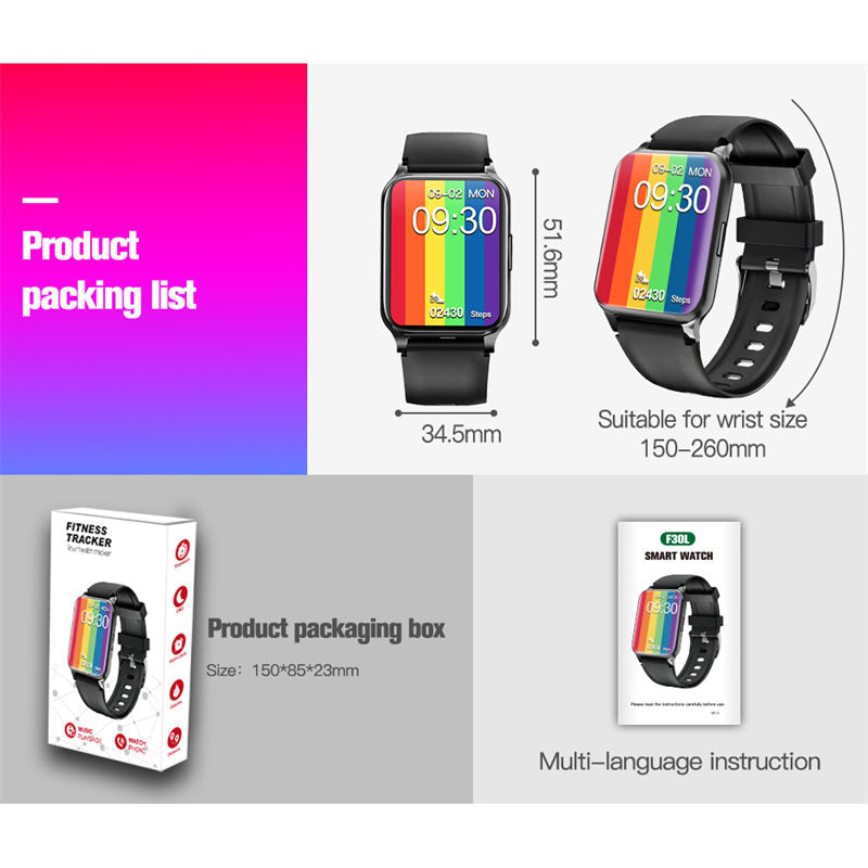 F30L HD Smart Watch Fitness Tracker with Heart Rate and Sleep Monitor-Pink