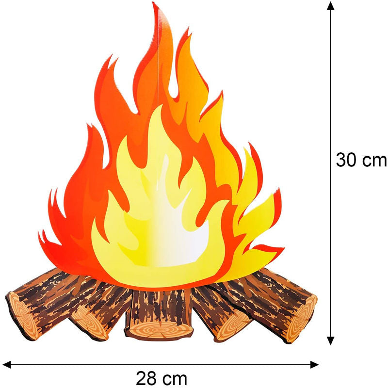 3D Decorative Cardboard Bonfire Center Artificial Fire Fake Flame Paper Party Decoration -Gold Orange