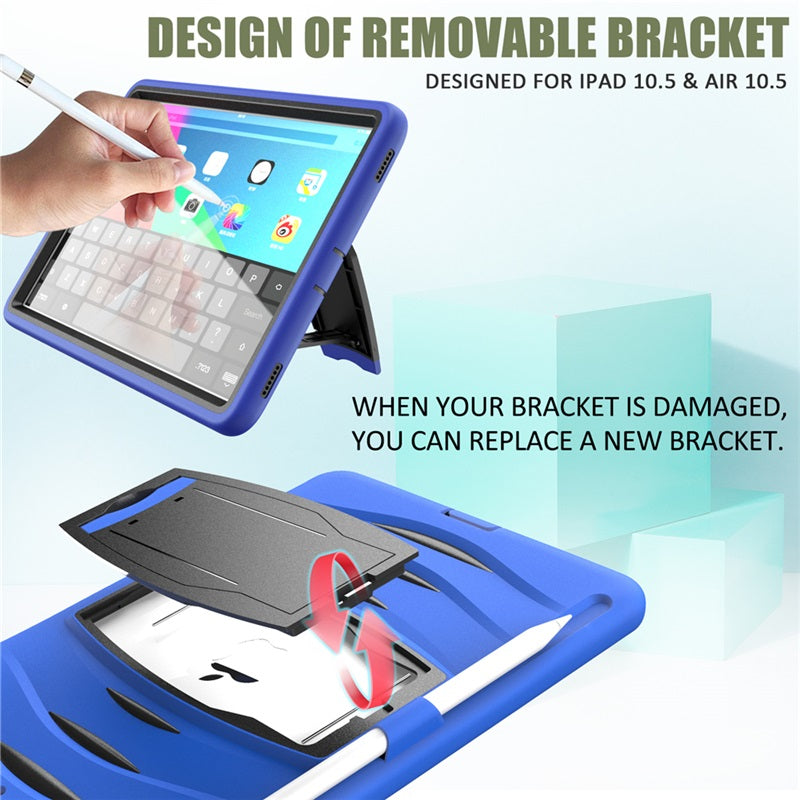 Shock Wave Kickstand Case Anti-Fall Protection With Pencil Holder For 10.5inch iPad Air3/iPad Pro10.5-Blue