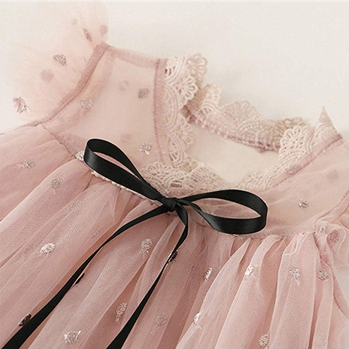 Flower Girls Wedding Dress Lace Sleeveless Tulle Summer Vintage Dresses-Pink
