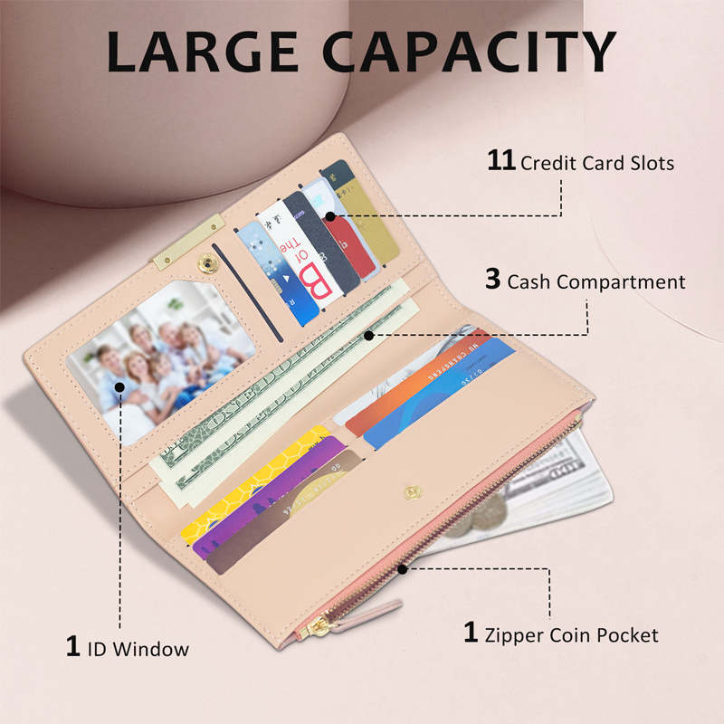 Womens Wallet Slim Bifold Multi Card Holder with Zipper Pocket-Blue