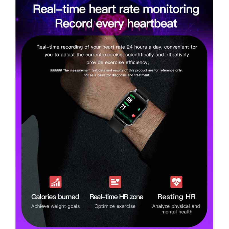 F37 HD Smart Watch Fitness Tracker with Blood Oxygen Temperature Sleep Monitor-Blue