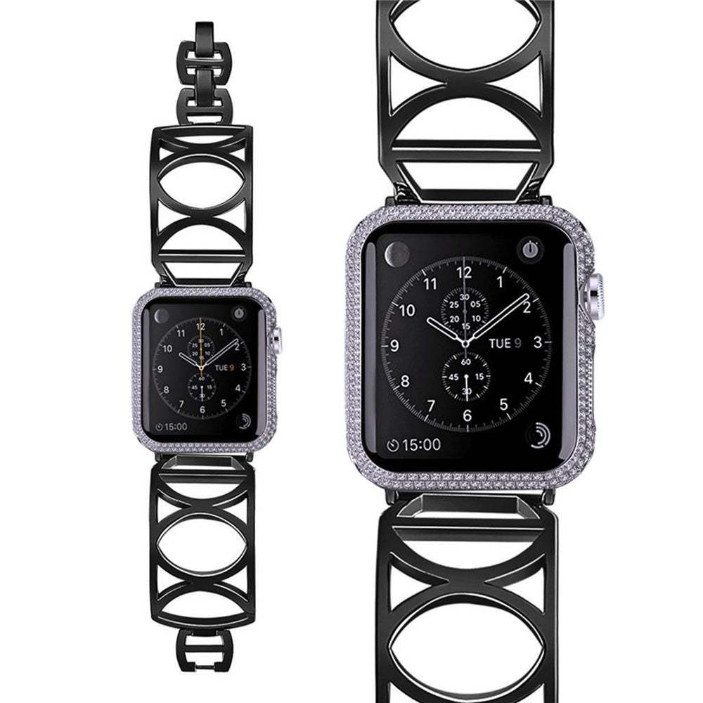 Fashion Hollow Metal Watch Band For Apple Watch SE/6/5/4/3/2/1(Black)