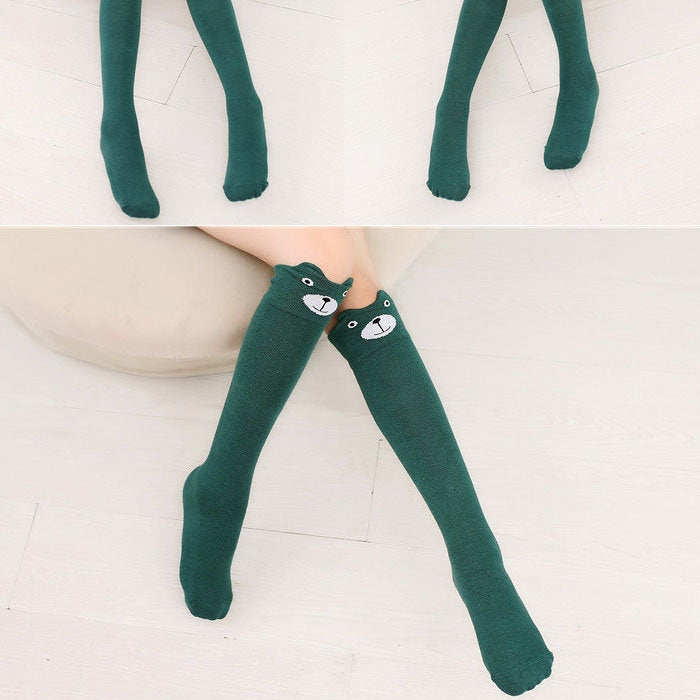 6 Pcs Cartoon Animal Girls Knee High Socks Cotton Mid Calf Long Boot Socks