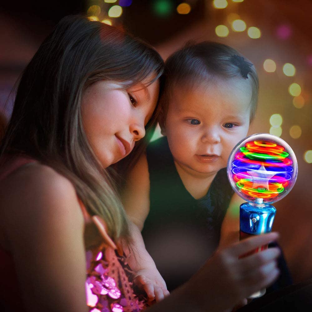20cm Light Up Magic Ball Toy Wand for Kids Thrilling Spinning Light Show Fun Gift or Birthday Party Favor