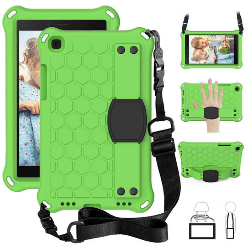 Hive SamSung Tab A 8.0 T290/T295 (2019) Tablet Case Durable Stand Cover With Shoulder Strap-GreenBlack