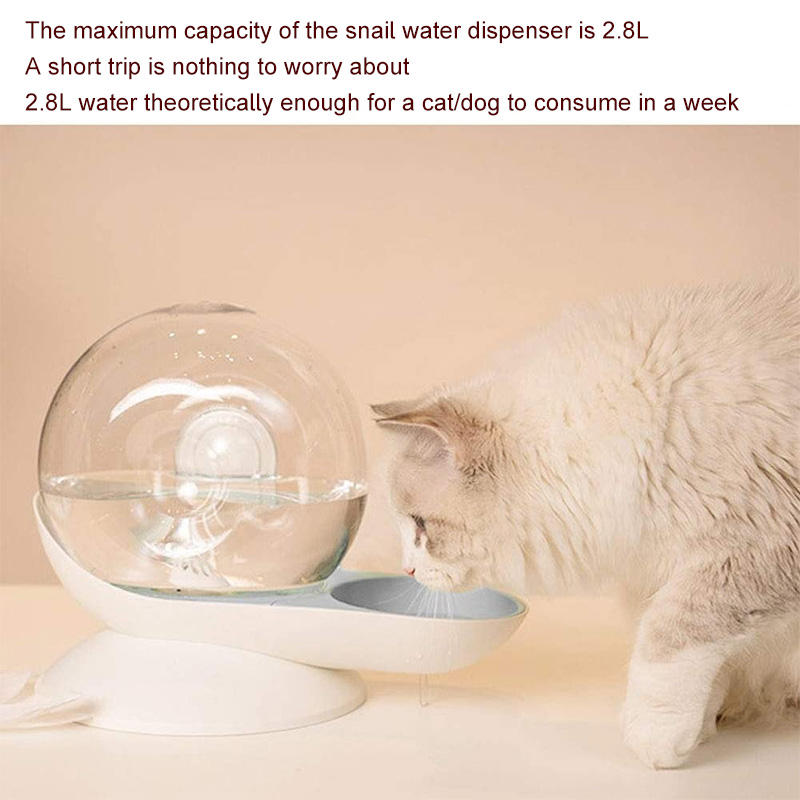 Pet Water Dispenser Bubble Snail Shaped Water Feeder Automatic Drinking-Grey