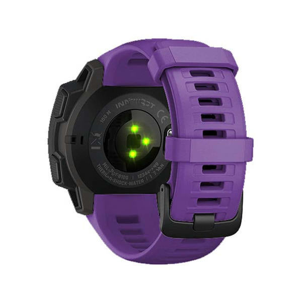 For Garmin Instinct Watchband Soft Silicone Adjustable Replacement Strap 22MM Black Steel Buckle-Purple