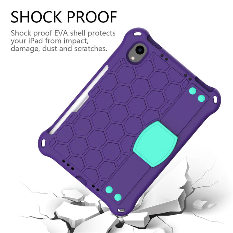 Hive iPad Case For iPad Mini 6 Durable Stand Cover With Shoulder Strap-PurpleAqua