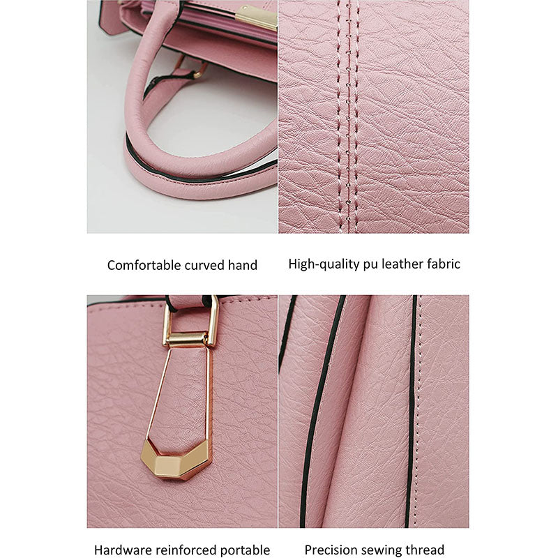 Womens Fashion Handbags Top Handle High Capacity Tote-Pink