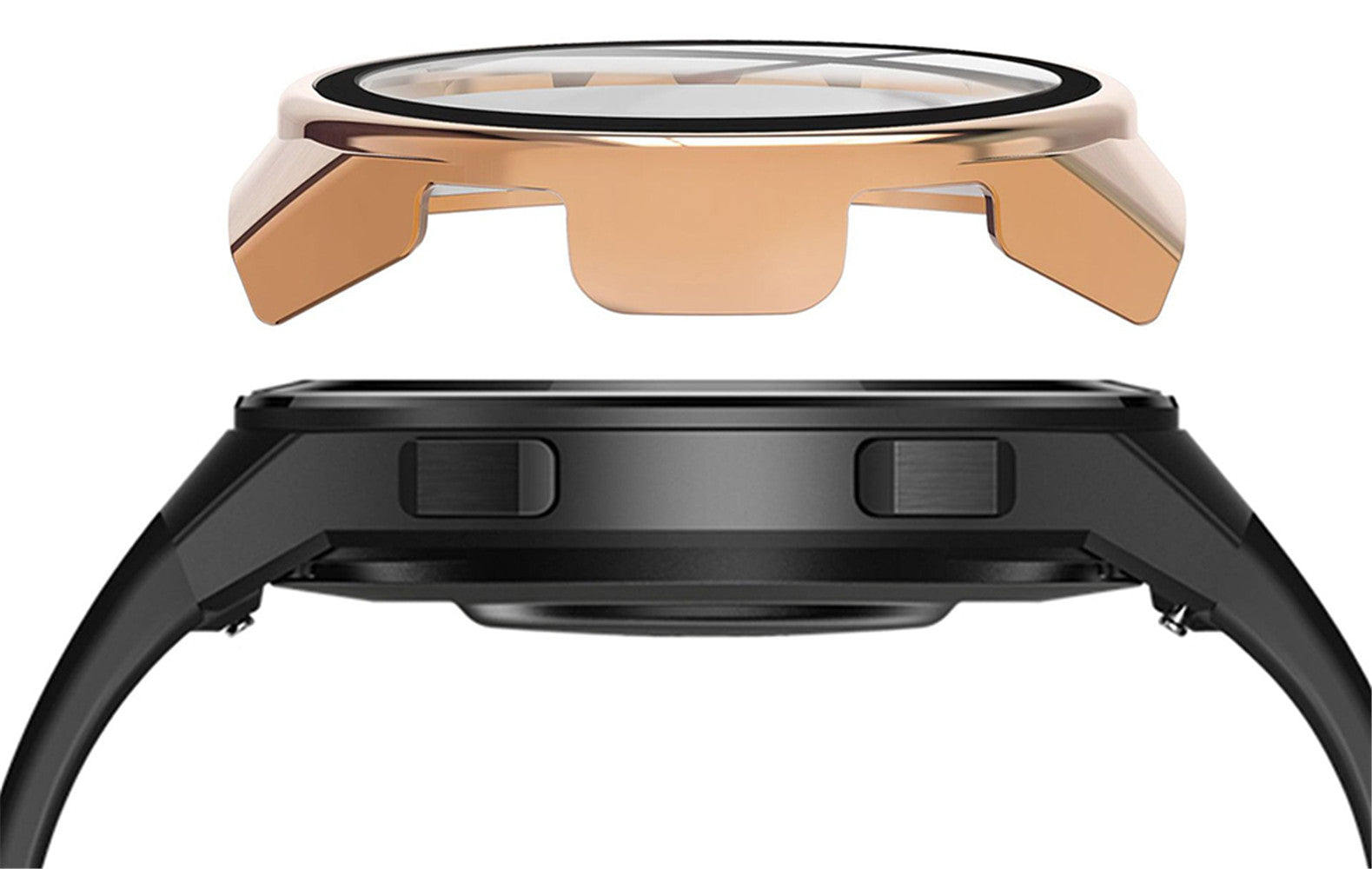 PC + Glass Full Cover WatchCase For Huawei Watch GT2E-Rose Gold