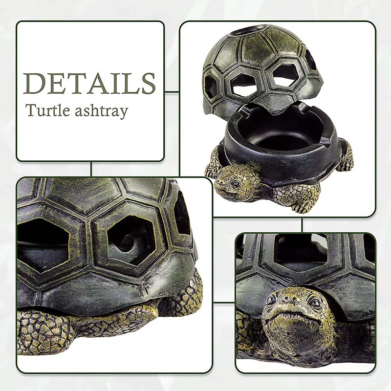 Cigarettes Outdoor Ashtrays with Lid Cute Turtle Ash Tray for Home Office Decor