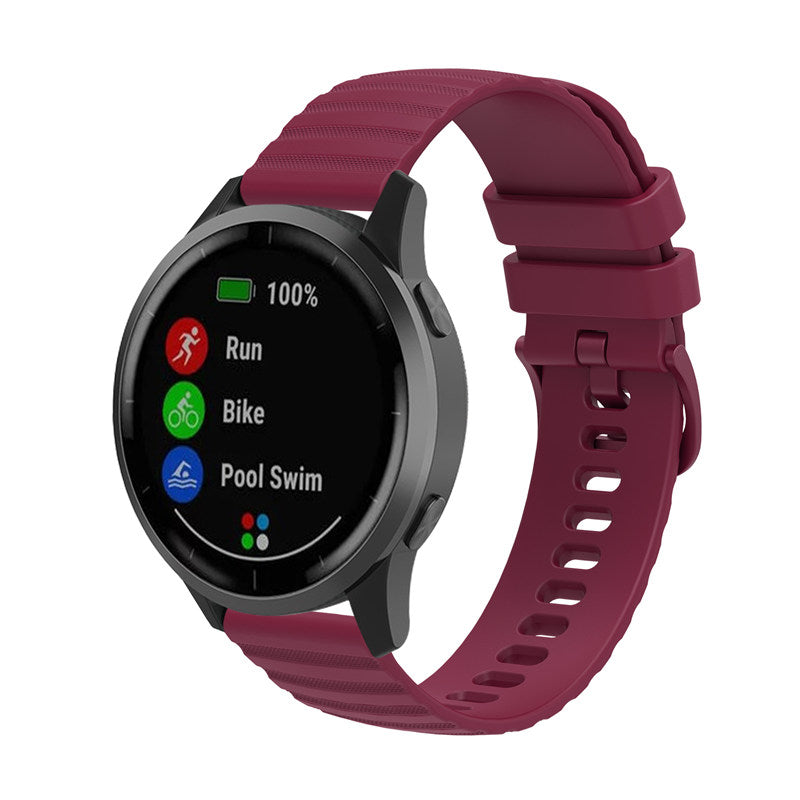 Silicone Watch Band Wave Pockmark for Samsung Cear S2 Huawei Watch GT-WineRed