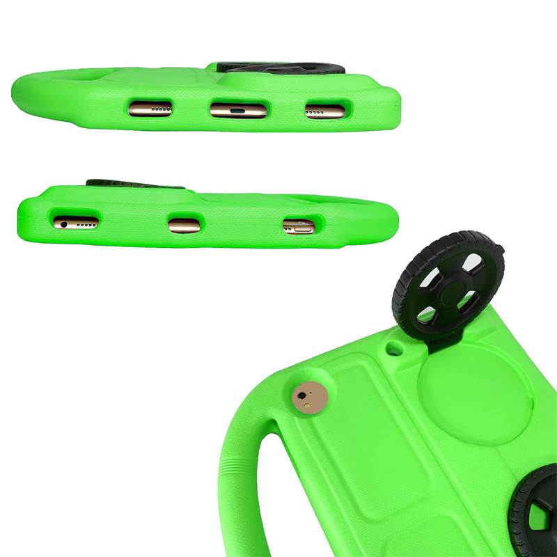 Wheel iPad Case For iPad 9.7inch Air1/2 Pro9.7 Shockproof Stand Cover With Handle Stand-Green