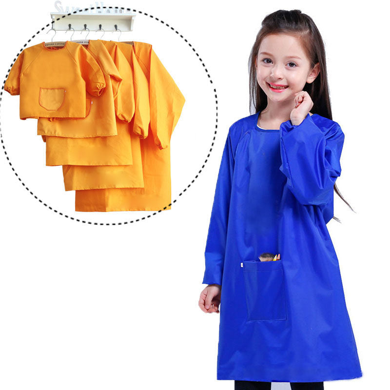 Kids Art Smocks Waterproof Artist Painting Long Sleeve Aprons for Children-RoyalBlue