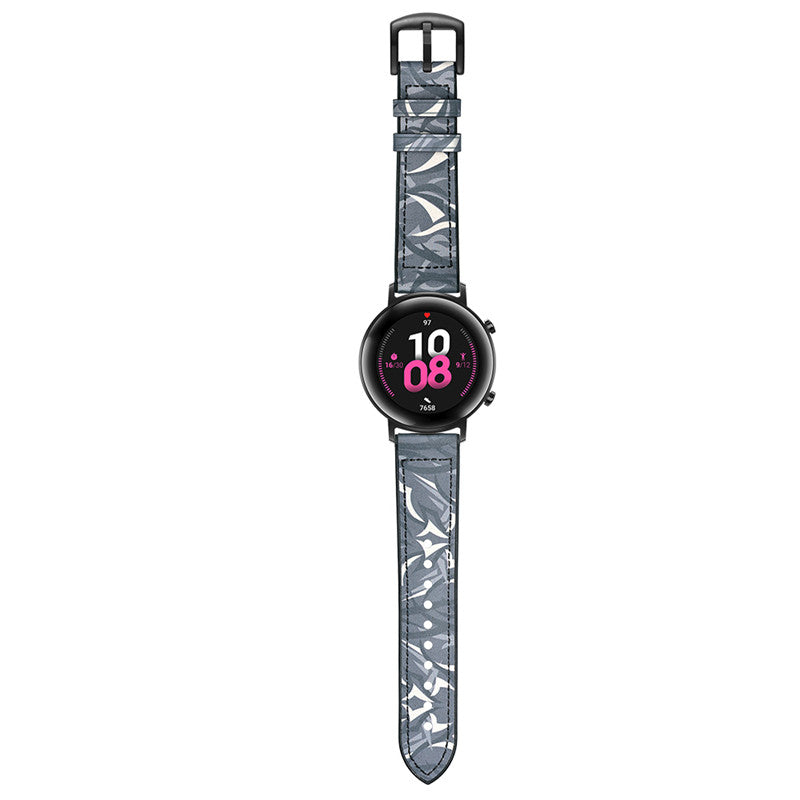 Silicone + Leather Watch Band for Apple iwatch Series SE- Thorn Black