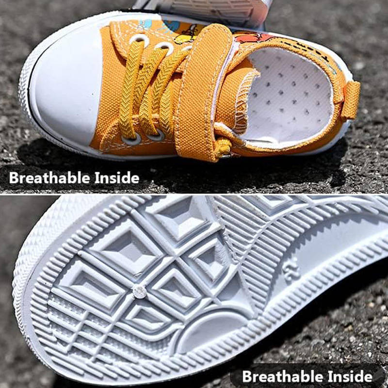 Toddler-Unisex Canvas Sneakers Cartoon Dinasour Slip on Shoes-Yellow