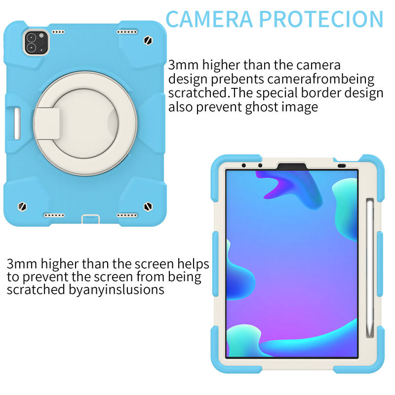 iPad Case For iPad Air 5 with 360¡ãSwivel Stand-Sky Blue