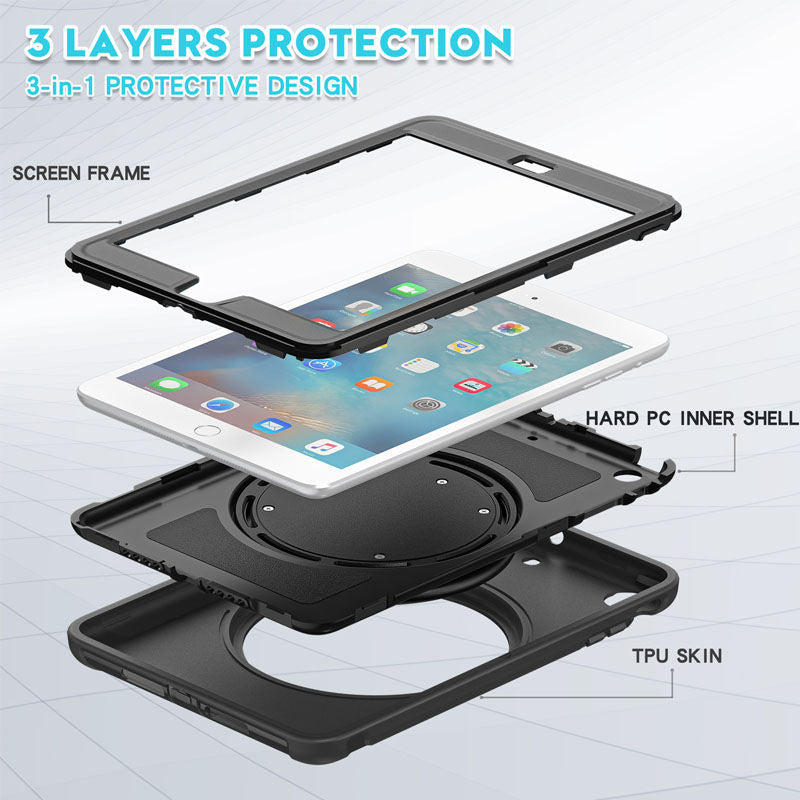 CowKing iPad Case For iPad Mini 1 2 3 With Handle Grip-Black
