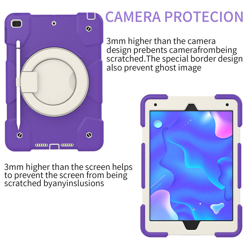 iPad Case For iPad 10.2 with 360¡ãSwivel Stand-Catharanthus Roseus