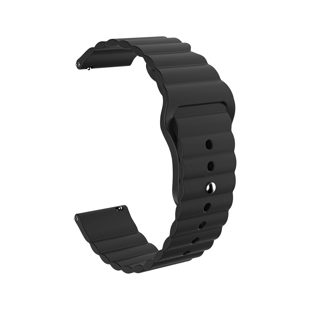 Wave Style Silicone Watch Band For Samsung Galaxy Watch 42/46mm Gear S3 Frontier/Classic(Black)