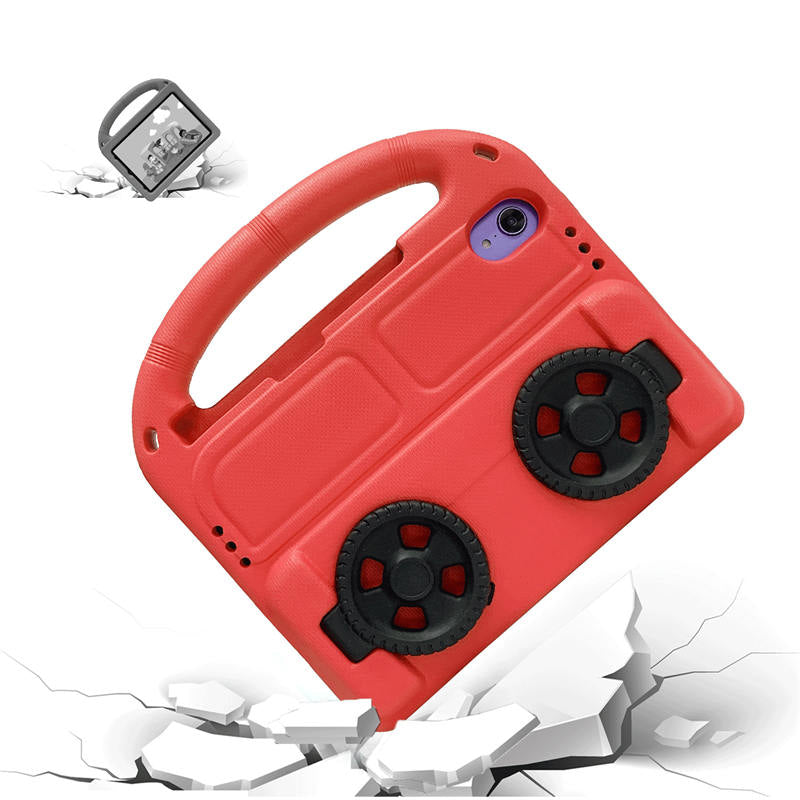 Wheel iPad Case For iPad Mini 6 Shockproof Stand Cover With Handle Stand-Red