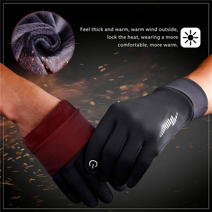 Winter Gloves Men Women Touchscreen Running Gloves Cold Weather Work Gloves -Black