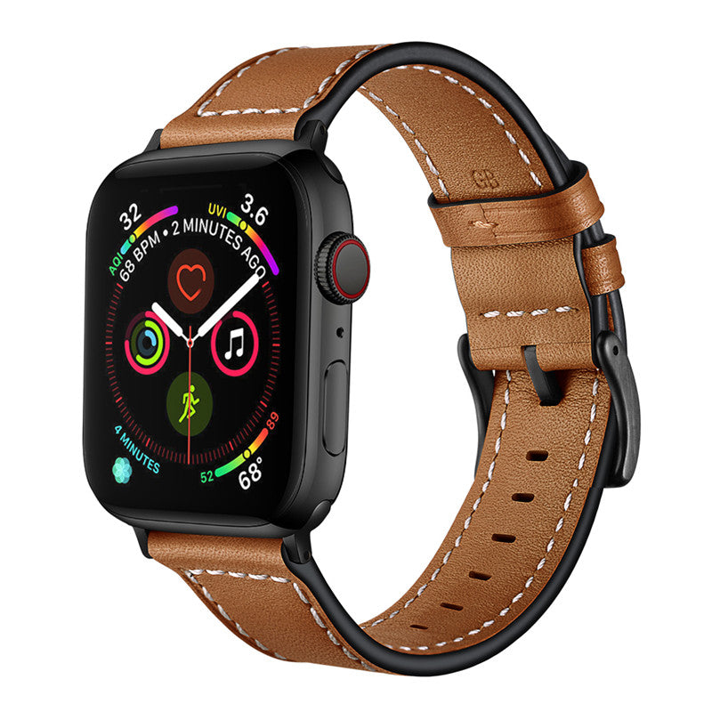 22mm Classic line leather watchband For Samsung Galaxy Watch/Huawei Watch (Brown)