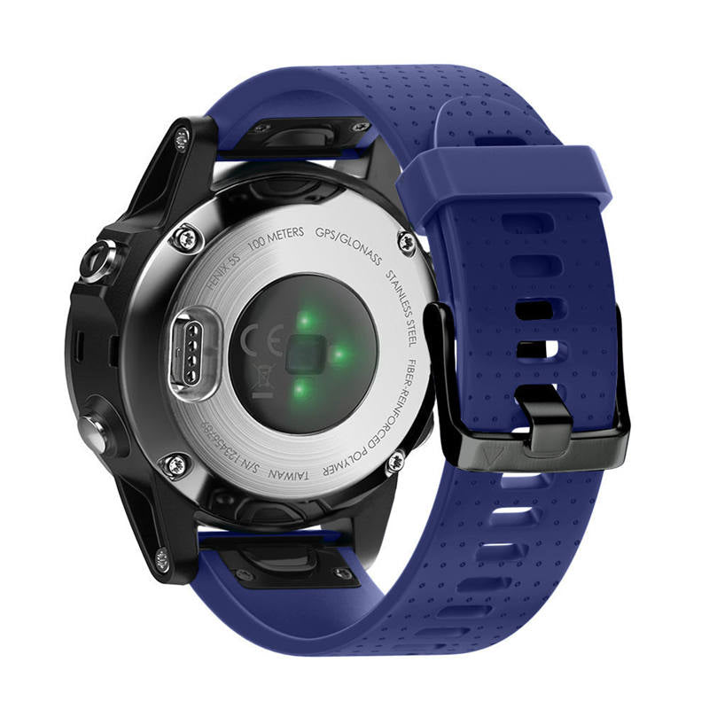 Watch Band For Garmin Fenix Fenix 5S/ 5S Plus/6S/ 6S Pro Soft Silicone 20mm Replacement Strap Black Steel Buckle-Dark Blue
