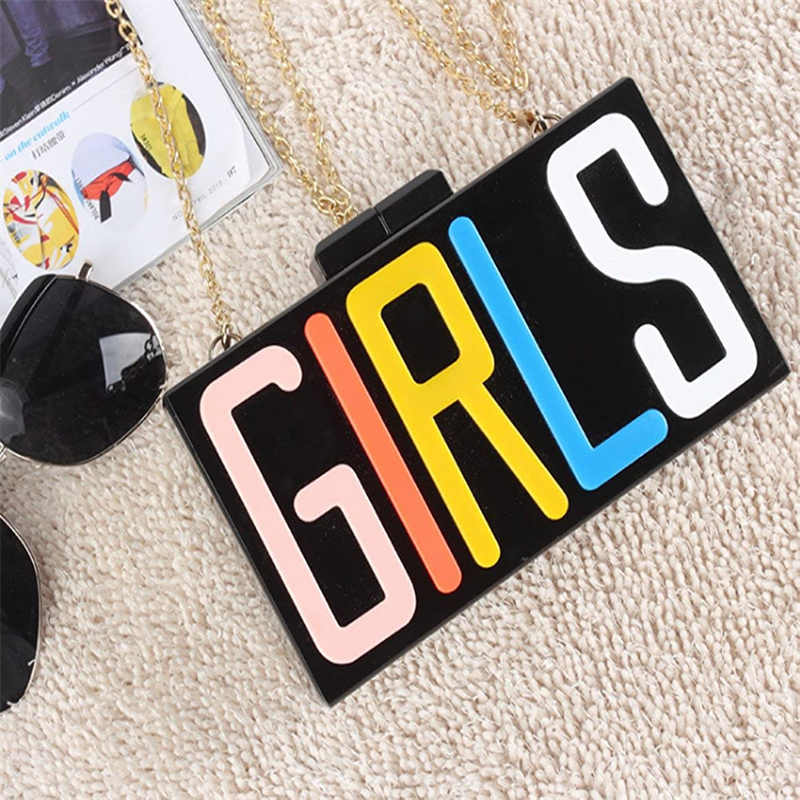 Acrylic Letter Square Box Shoulder HandBags For Wedding Party Purse