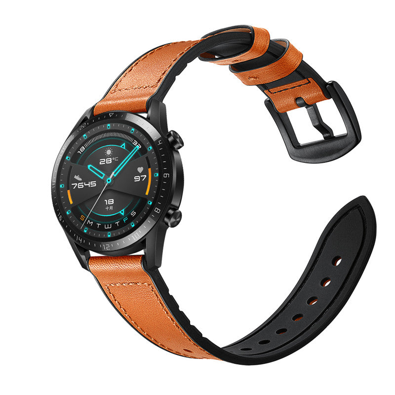 Silicone Leather Watch Strap 22mm 20mm For Samsung Galaxy Watch - Yellow