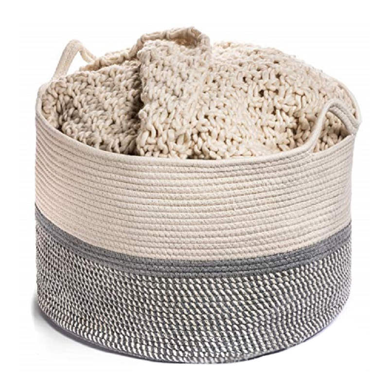 Extra Large Cotton Rope Woven Basket Clothes Storage Basket with Handles