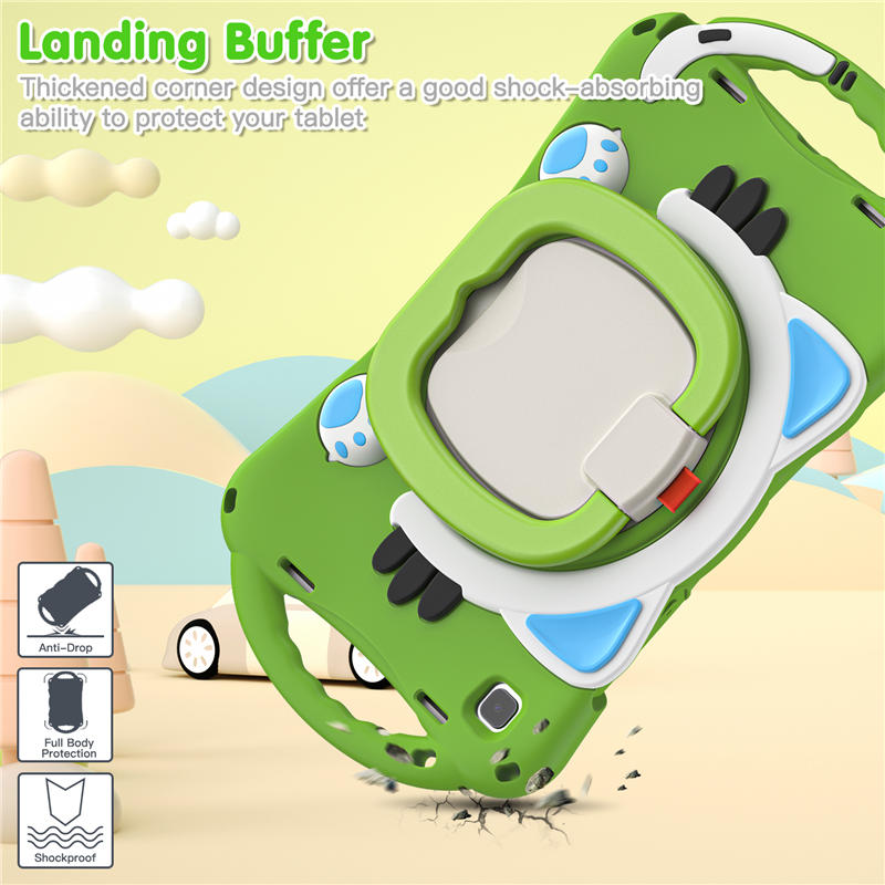 CatB Samsung Tablt Case for Tab A7 10.4 T500/T505/T507/T505N Shockproof Shoulder Strap Handle Stand-Green