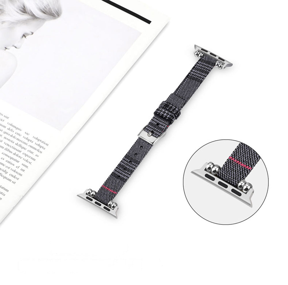 Slim Canvas Watch Band With Positioning Beads For Apple Watch SE/6/5/4/3/2/1(Dark Gray)