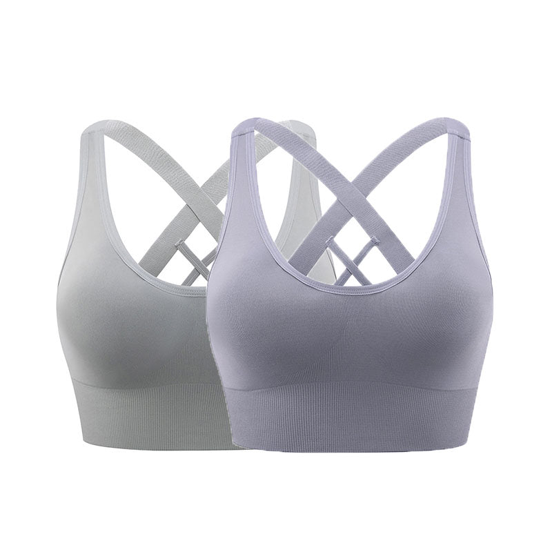 2 Pcs High Impact Sports Bra Medium Support Quick Dry Athletic Vest-Set4