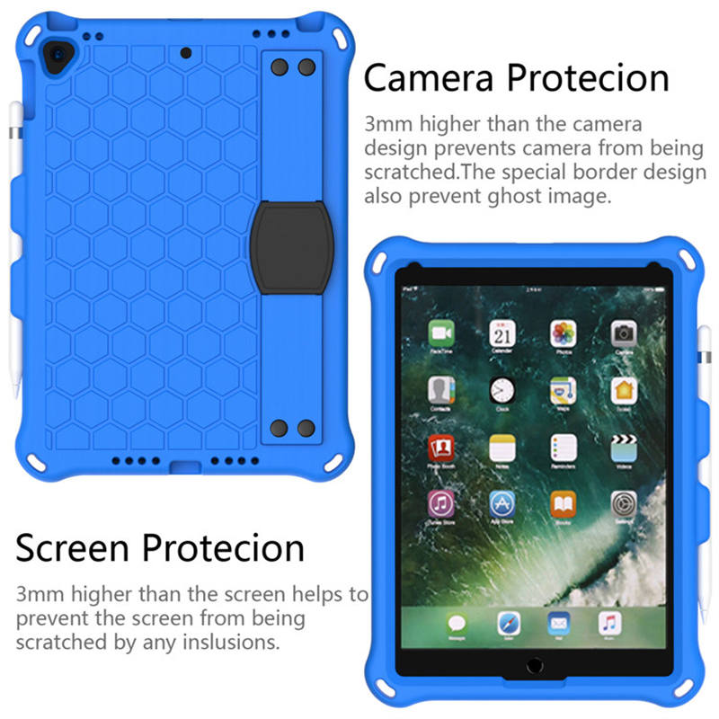 Hive iPad Case For iPad Pro/Air 10.5/iPad 10.2 Durable Stand Cover With Shoulder Strap-BlueBlack