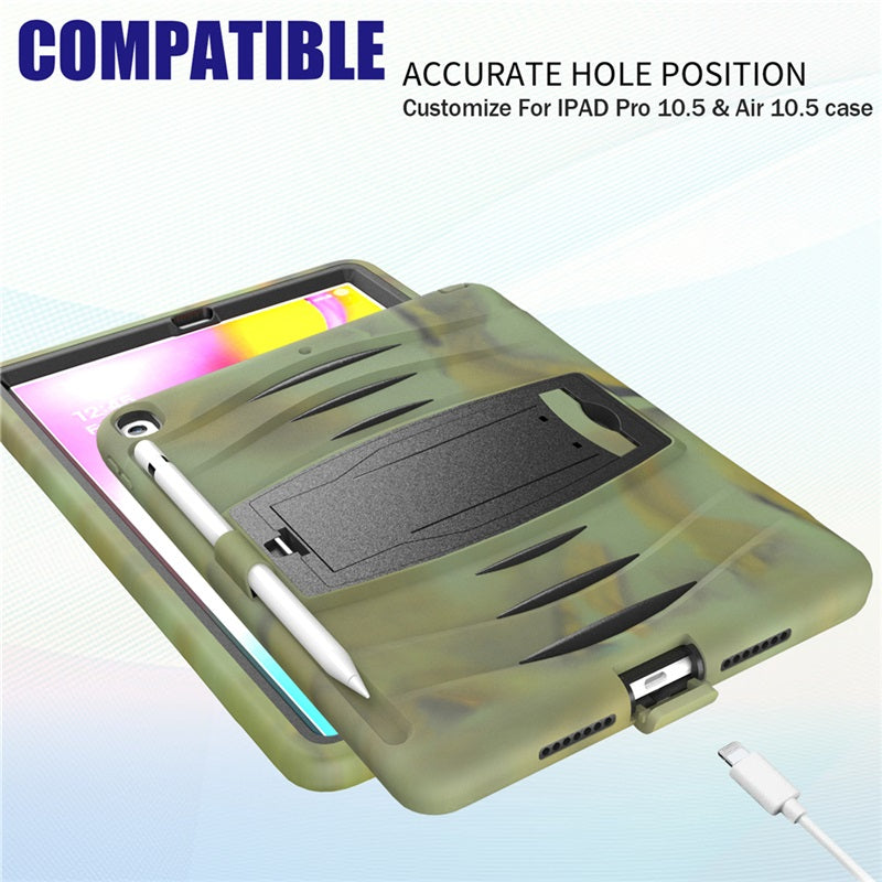 Shock Wave Kickstand Case Anti-Fall Protection With Pencil Holder For 10.5inch iPad Air3/iPad Pro10.5-Camouflage