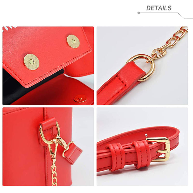 Fashion Crossbody Bag Chinese Takeout Box Style Clutch Bag for Girl-Red