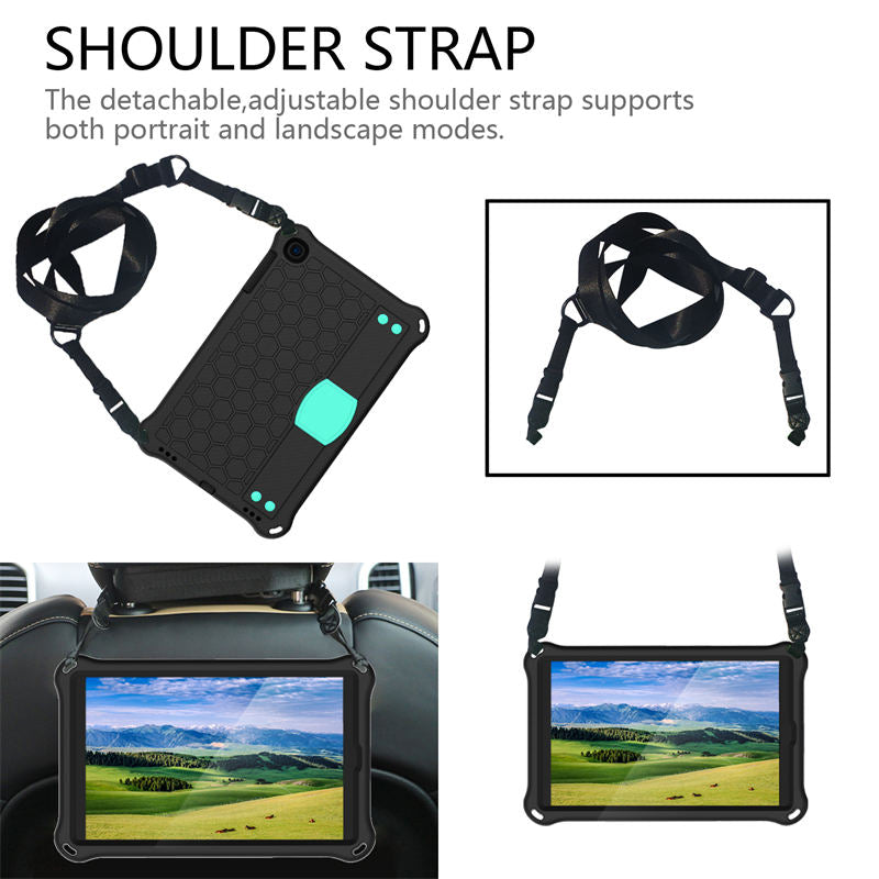 Hive SamSung Tab A 10.1 T510/T515(2019) Tablet Case Durable Stand Cover With Shoulder Strap-BlackAqua