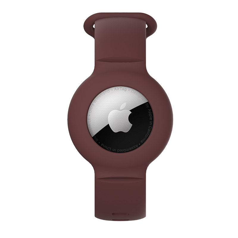 Apple Airtags Watch Strap Silicone Protective Sleeve-WineRed