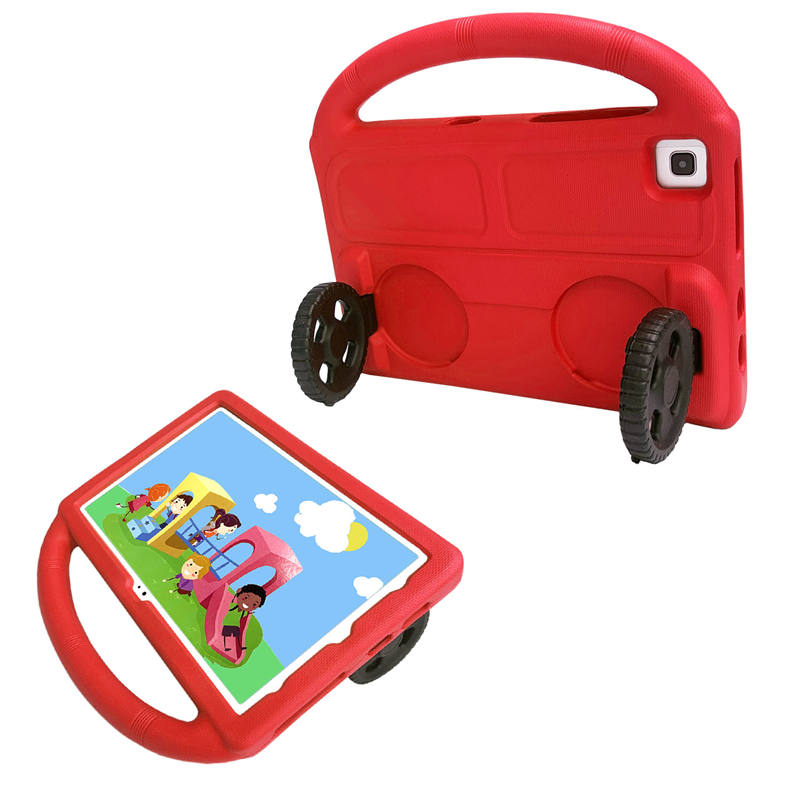 Wheel Samsung Tablet Case For Tab S P6 Lite/A7 (2020)/S5E (2019) Shockproof Stand Cover With Handle Stand-Red