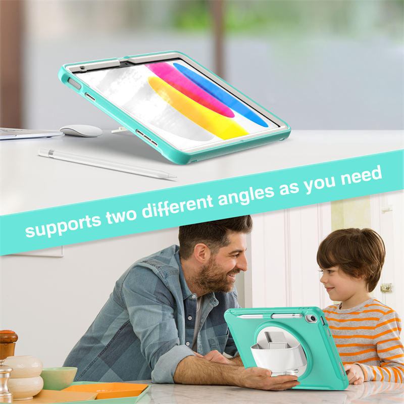 Tablet Case with 360¡ã Kickstand/Hand Strap Shockproof-MintGreen