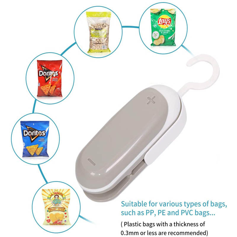 2Packs Portable Mini 2 in 1 Heat Seal and Cutter Mini Food Sealer For Plastic Bags Food Storage-Black