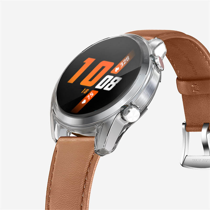 TPU Screen Protector Case For Huawei Watch GT2 42mm&46mm with HD Tempered Glass-Clean