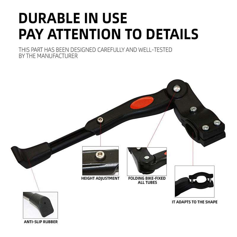 Adjustable Bike Kickstand Aluminum Rear Side Bicycle Stand for Bike 22inch-2inch-Black