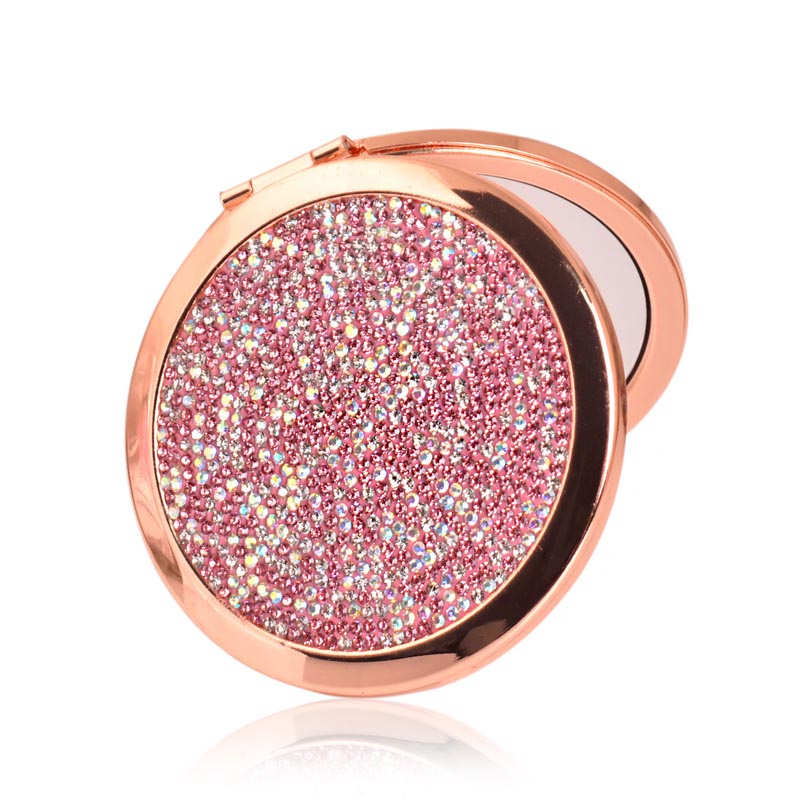 Home & LivingRhinestone Magnifying Compact Makeup Mirror 2X/1X Mirror-Pink