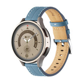Genuine Leather Watchband Groove for Galaxy Watch 42mm/Samsung Gear S3-PremiumBlue