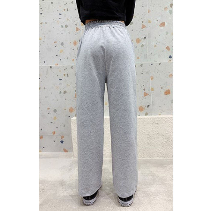 Girls Joggers Long Pants Pockets Outdoor Casual Wide Leg Pants with Drawstring Knitting-Gray